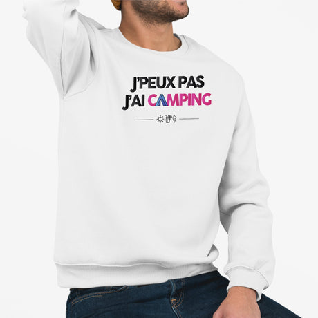 Sweat Adulte J'peux pas j'ai camping Blanc