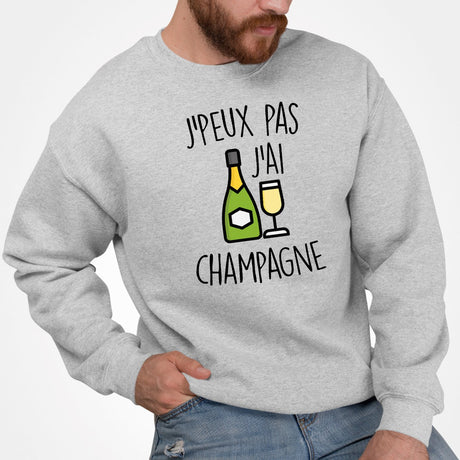 Sweat Adulte J'peux pas j'ai champagne Gris