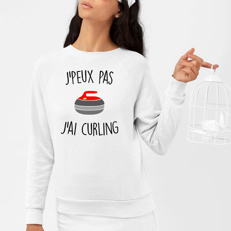 Sweat Adulte J'peux pas j'ai curling Blanc