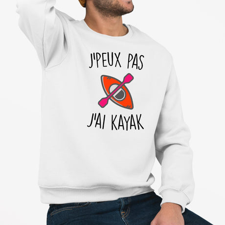 Sweat Adulte J'peux pas j'ai kayak Blanc