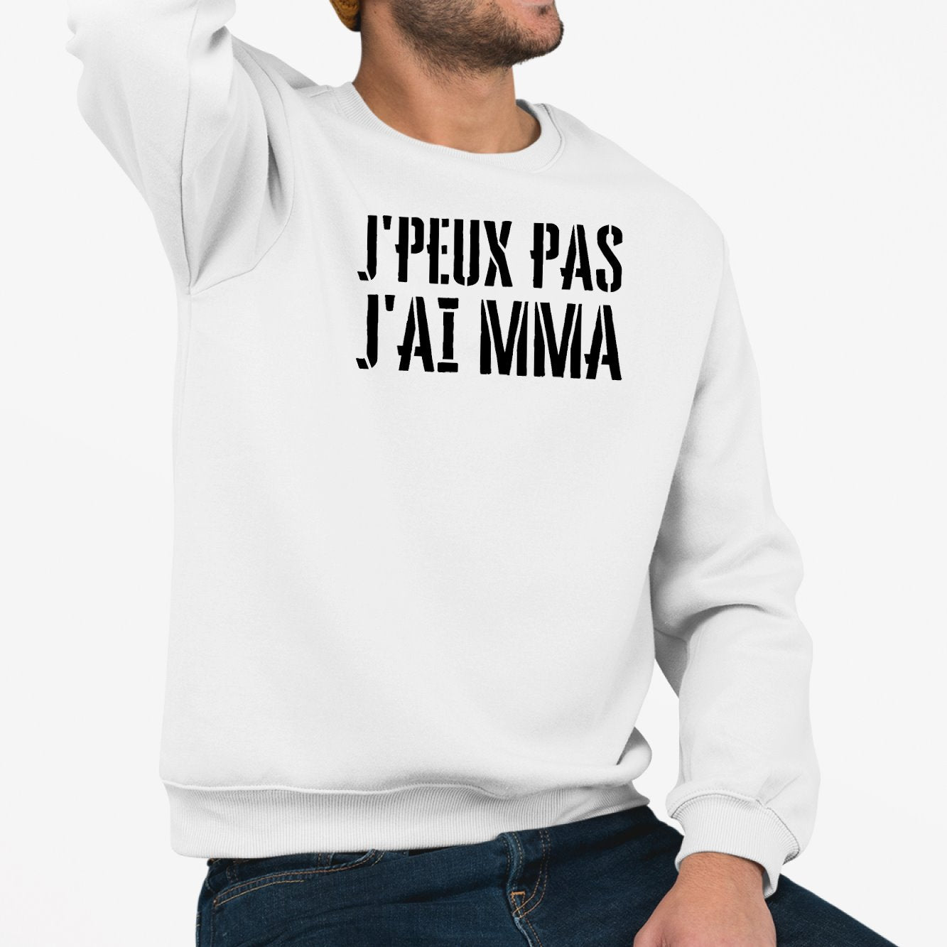 Sweat Adulte J'peux pas j'ai MMA Blanc