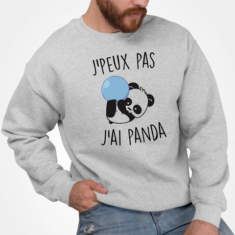 Sweat Adulte J'peux pas j'ai panda Gris