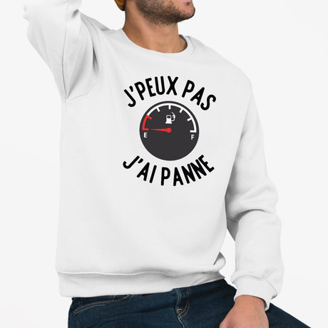 Sweat Adulte J'peux pas j'ai panne Blanc