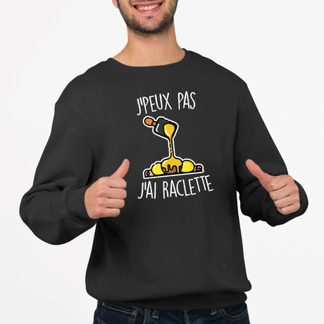 Sweat Adulte J'peux pas j'ai raclette Noir