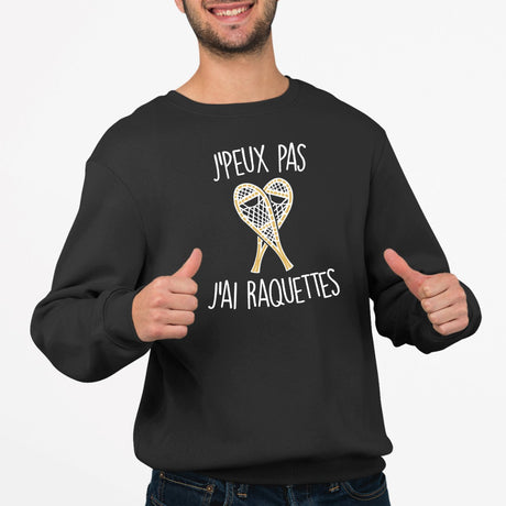 Sweat Adulte J'peux pas j'ai raquettes Noir