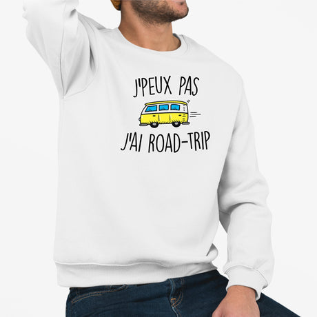 Sweat Adulte J'peux pas j'ai road-trip Blanc