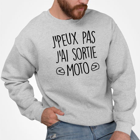 Sweat Adulte J'peux pas j'ai sortie moto Gris