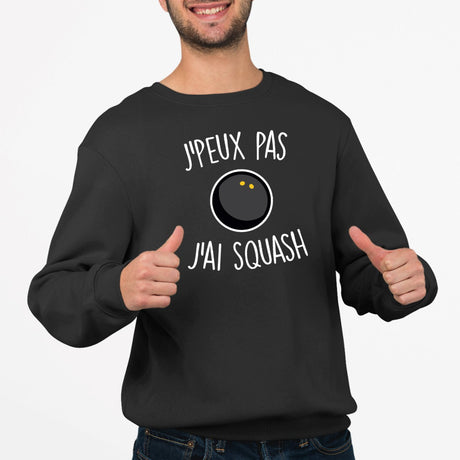 Sweat Adulte J'peux pas j'ai squash Noir