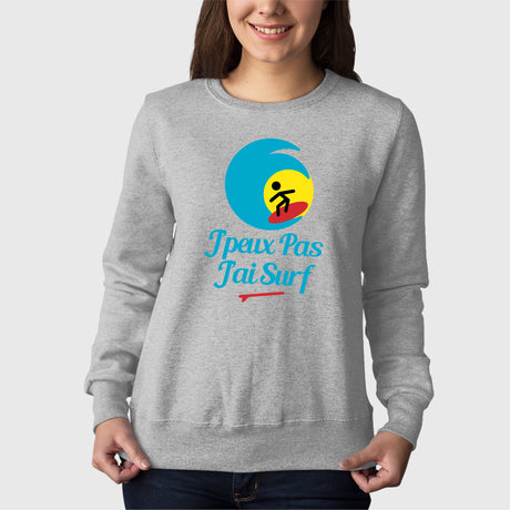 Sweat Adulte J'peux pas j'ai surf Gris