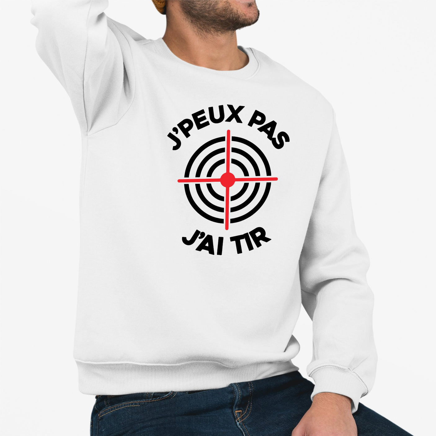 Sweat Adulte J'peux pas j'ai tir Blanc