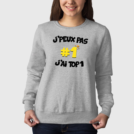 Sweat Adulte J'peux pas j'ai TOP1 Gris