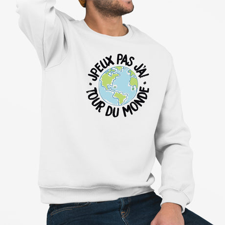 Sweat Adulte J'peux pas j'ai tour du monde Blanc