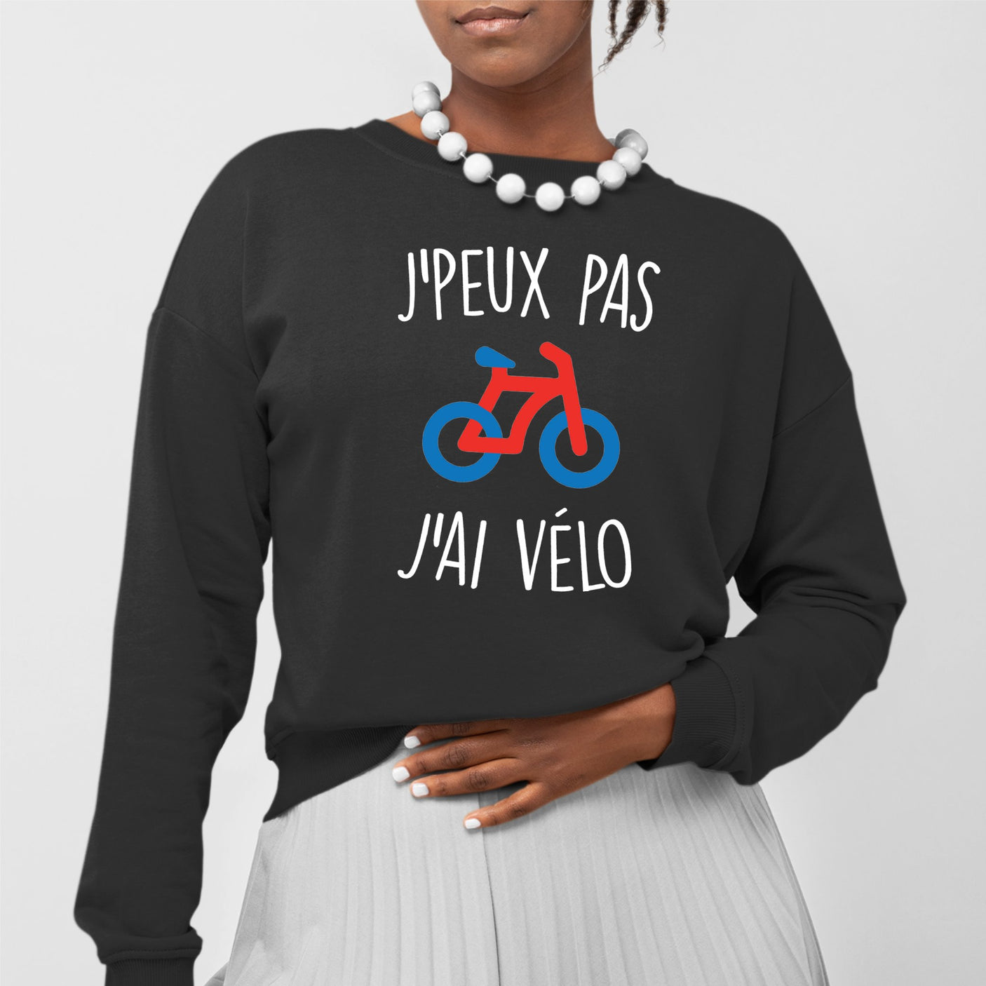 Sweat Adulte J'peux pas j'ai vélo Noir