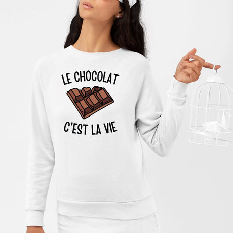 Sweat Adulte Le chocolat c'est la vie Blanc