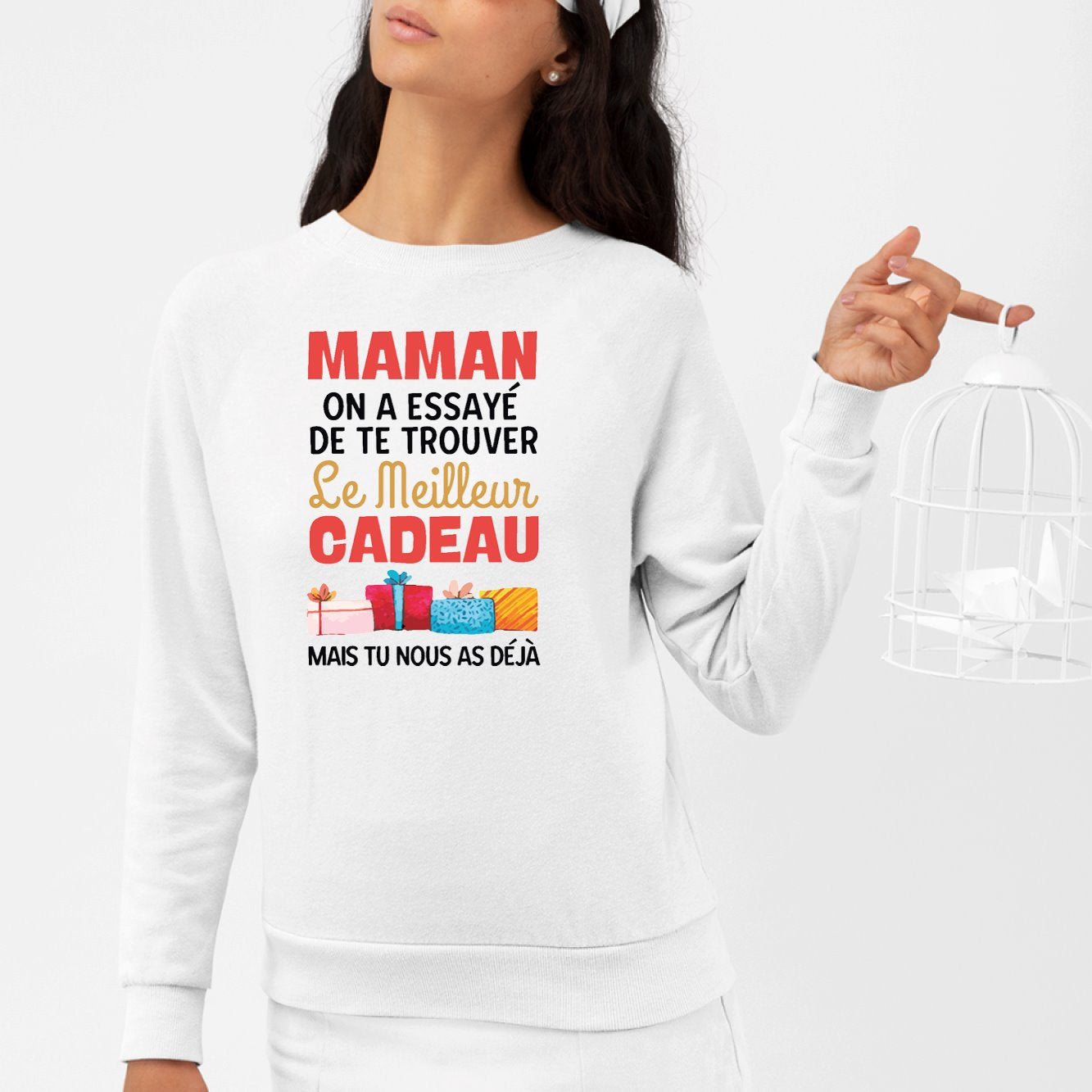 Sweat Adulte Le meilleur cadeau pour maman Blanc