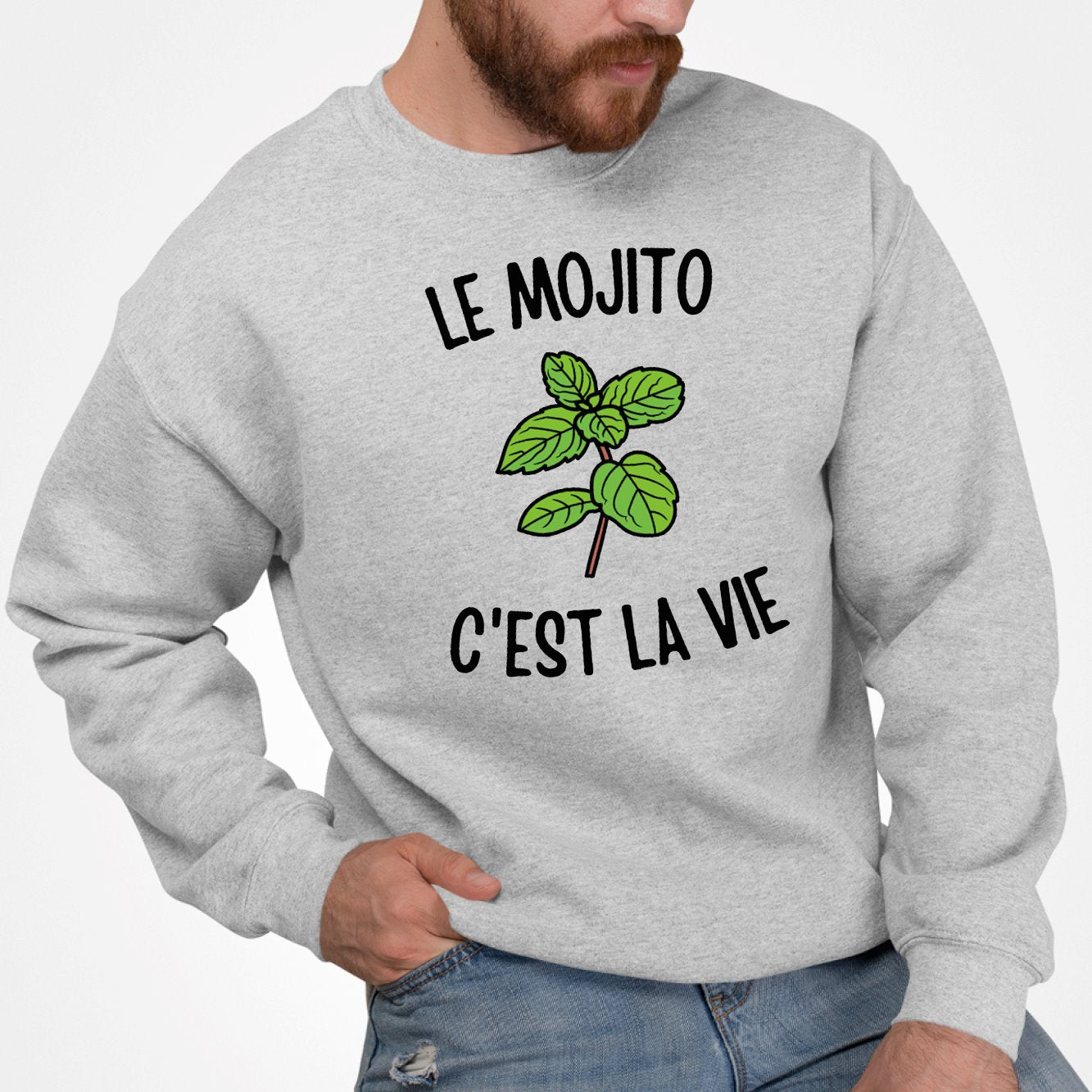 Sweat Adulte Le mojito c'est la vie Gris