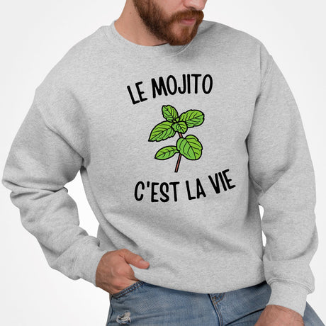 Sweat Adulte Le mojito c'est la vie Gris