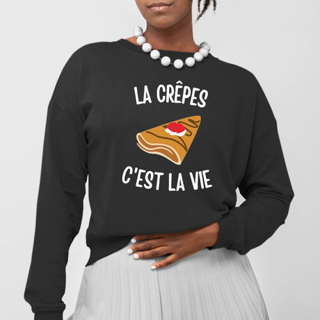 Sweat Adulte Les crêpes c'est la vie Noir