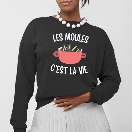 Sweat Adulte Les moules c'est la vie Noir