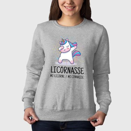 Sweat Adulte Licornasse Gris