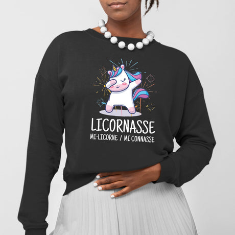 Sweat Adulte Licornasse Noir