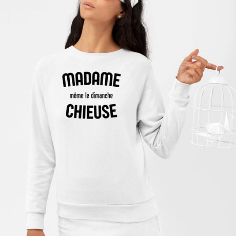 Sweat Adulte Madame chieuse Blanc