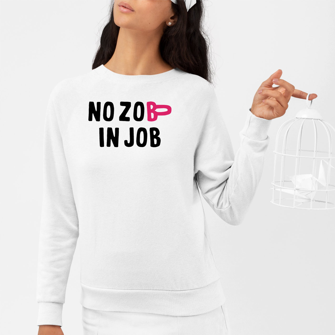 Sweat Adulte No zob in job Blanc