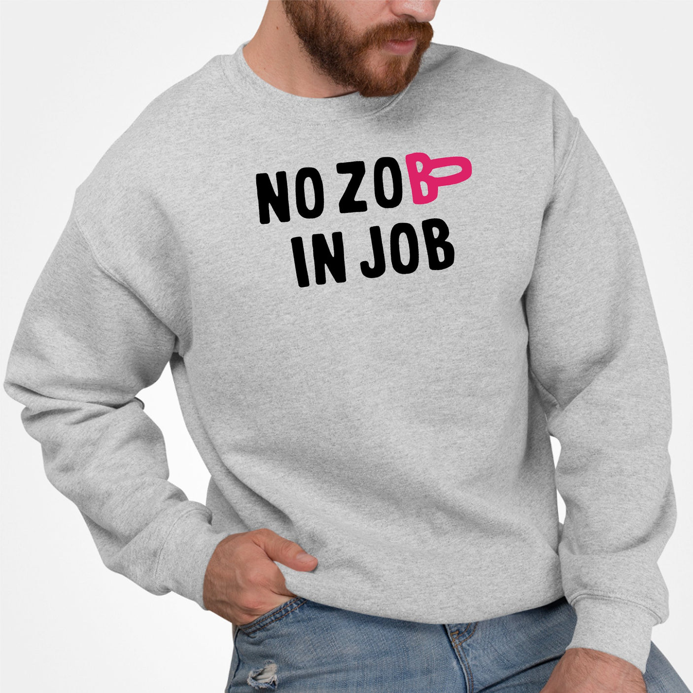 Sweat Adulte No zob in job Gris