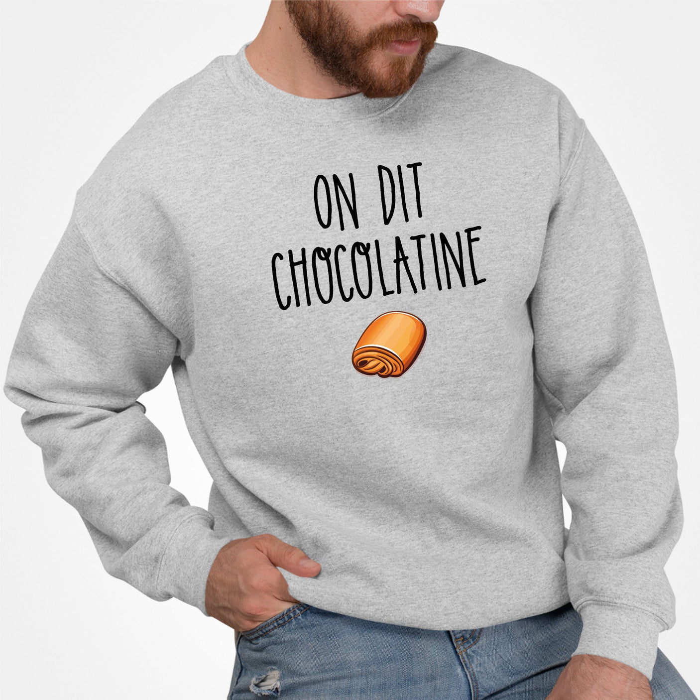 Sweat Adulte On dit chocolatine Gris