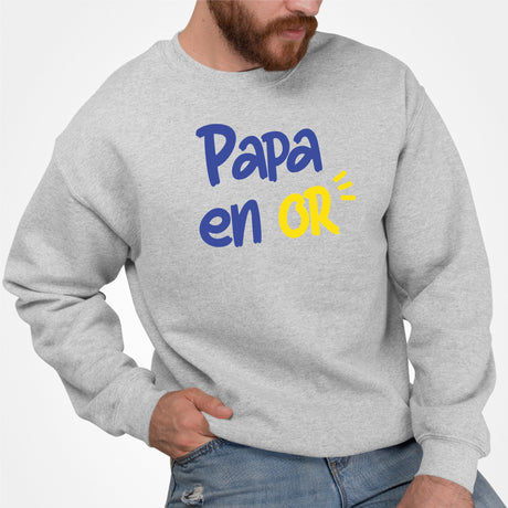 Sweat Adulte Papa en or Gris