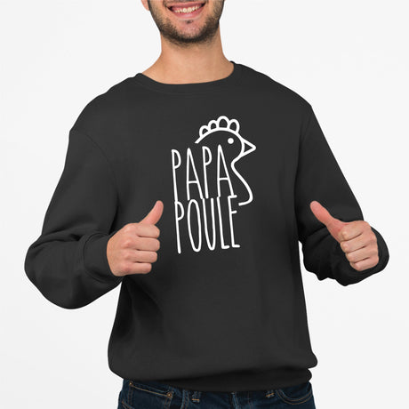 Sweat Adulte Papa poule Noir