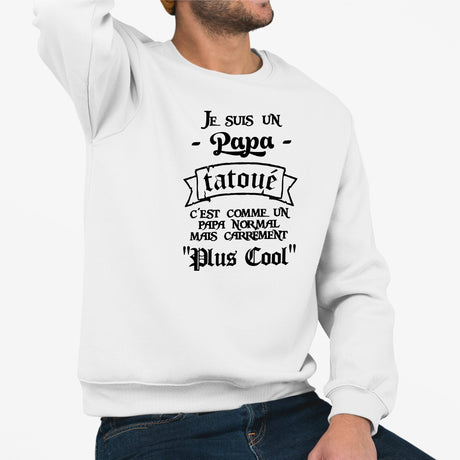 Sweat Adulte Papa tatoué Blanc