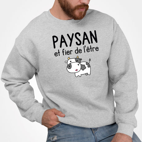 Sweat Adulte Paysan et fier de l'être Gris