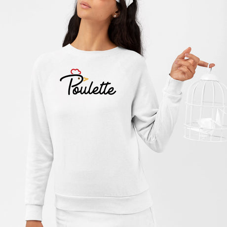 Sweat Adulte Poulette Blanc