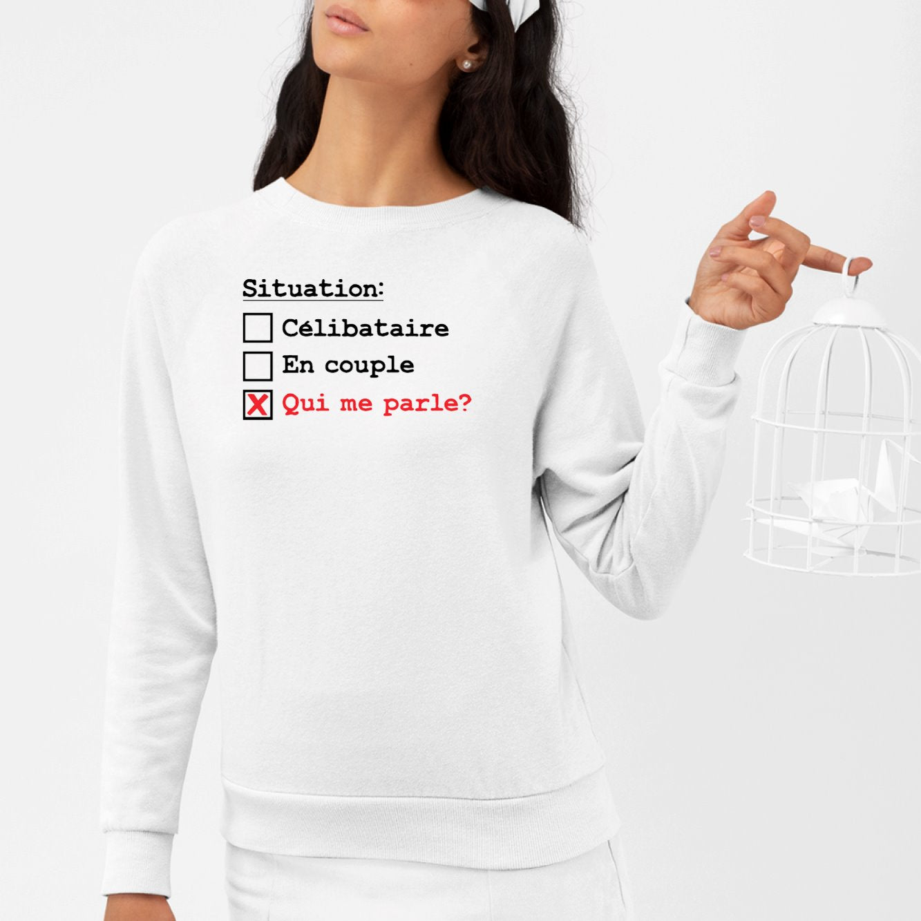 Sweat Adulte Situation célibataire Blanc