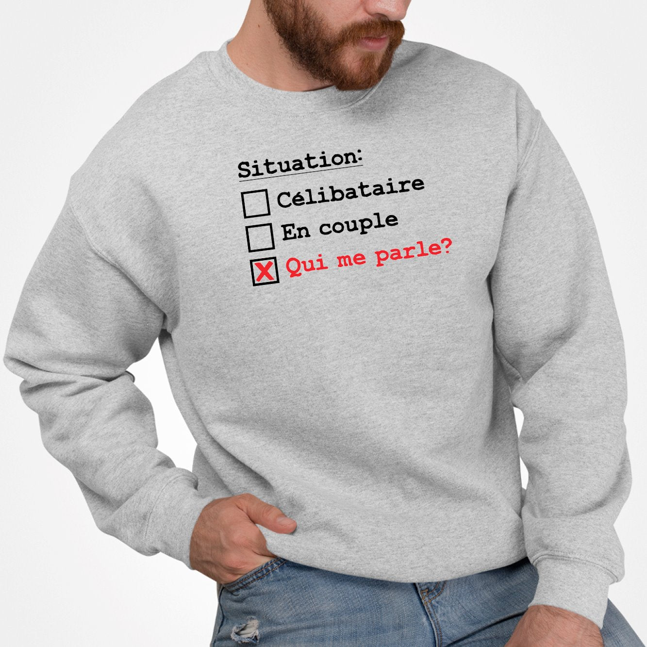 Sweat Adulte Situation célibataire Gris