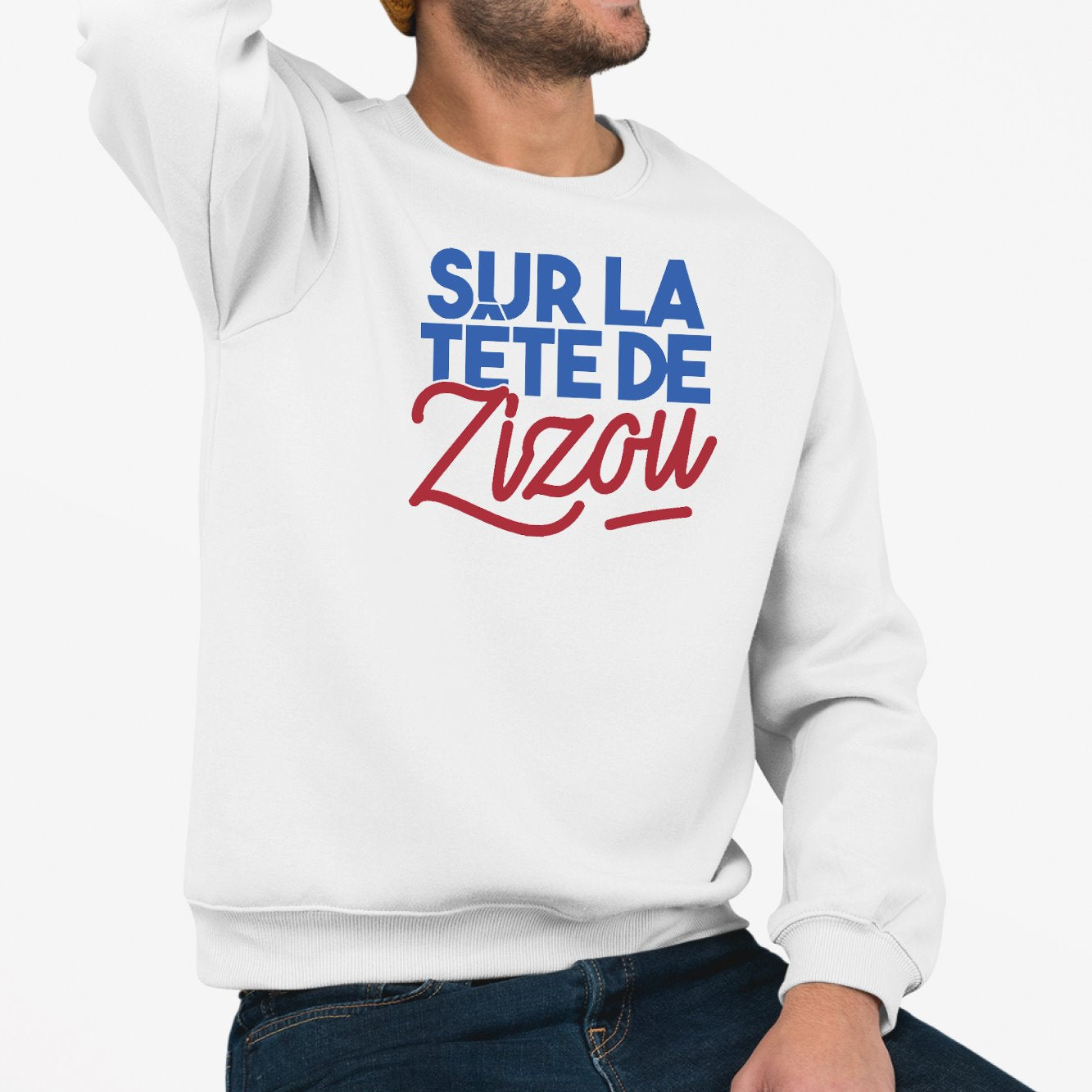 Sweat Adulte Sur la tête de Zizou Blanc