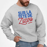 Sweat Adulte Sur la tête de Zizou Gris