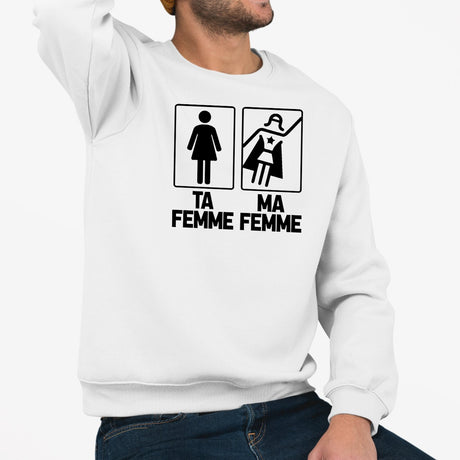 Sweat Adulte Ta femme ma femme Blanc