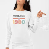 Sweat Adulte Vintage année 1980 Blanc