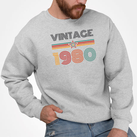 Sweat Adulte Vintage année 1980 Gris