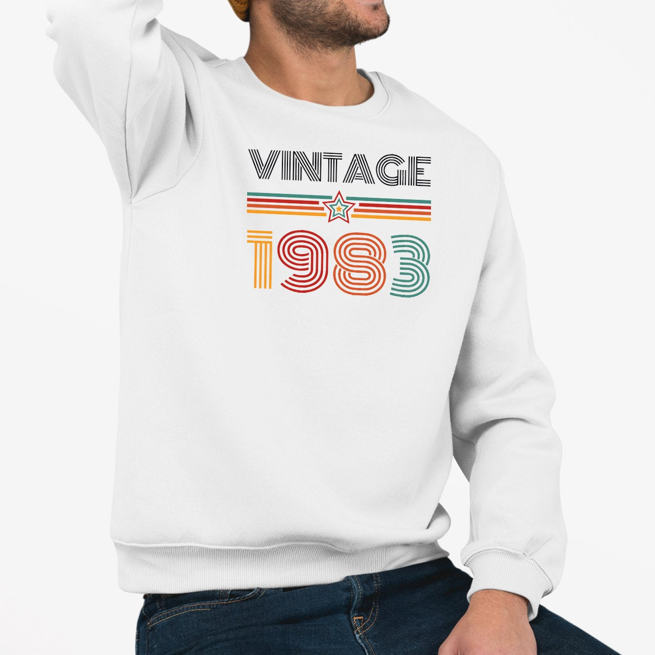 Sweat Adulte Vintage année 1983 Blanc