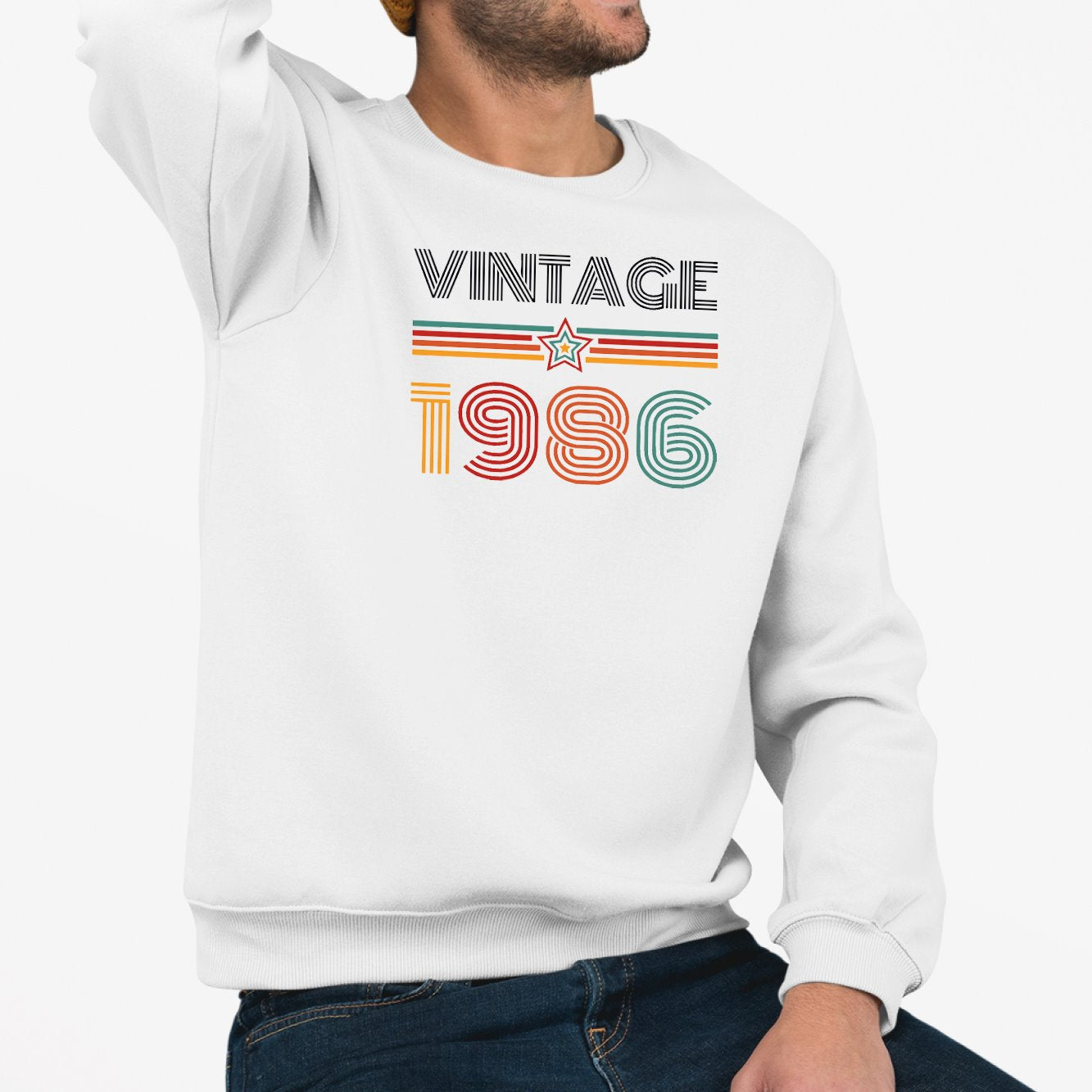 Sweat Adulte Vintage année 1986 Blanc