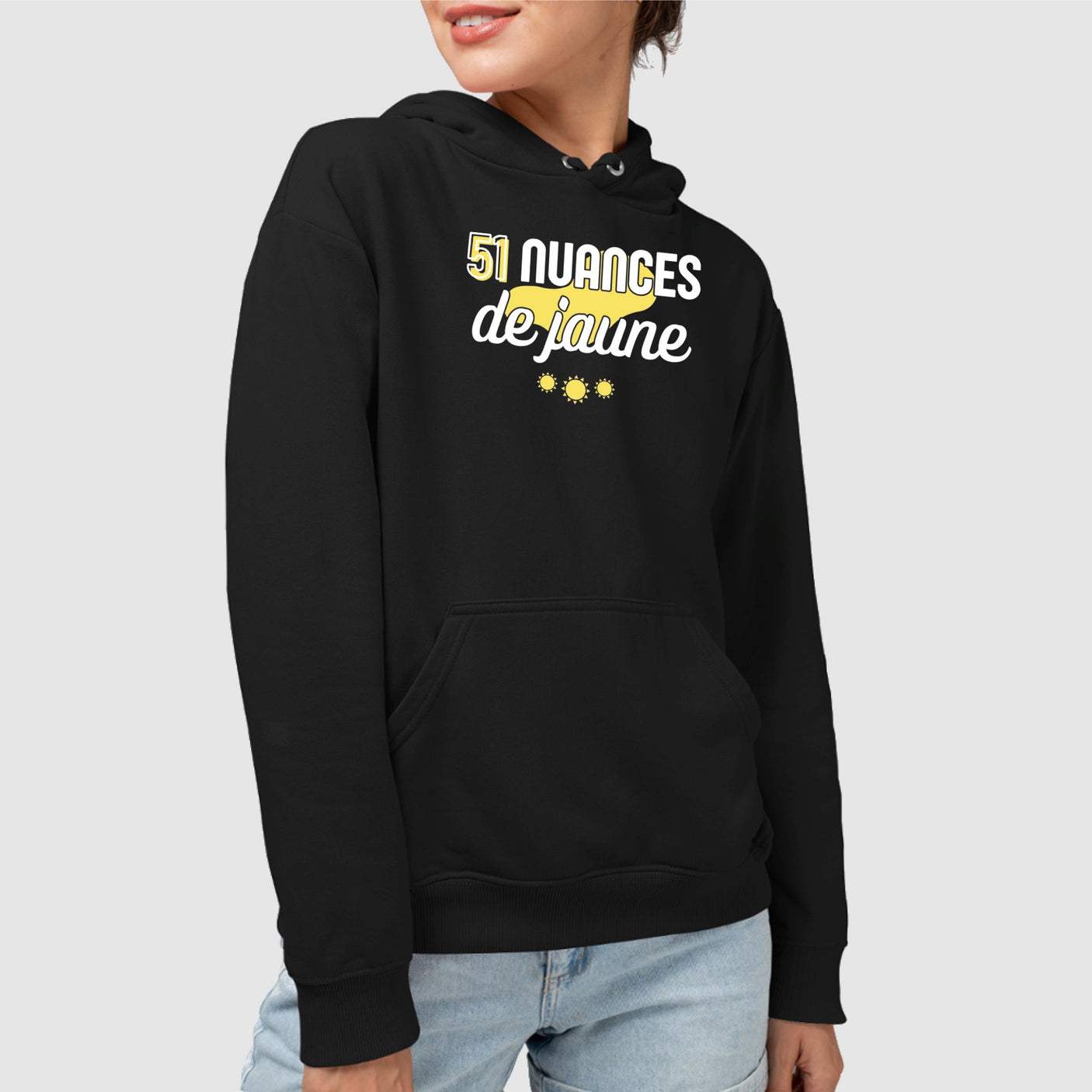 Sweat Capuche Adulte 51 nuances de jaune Noir