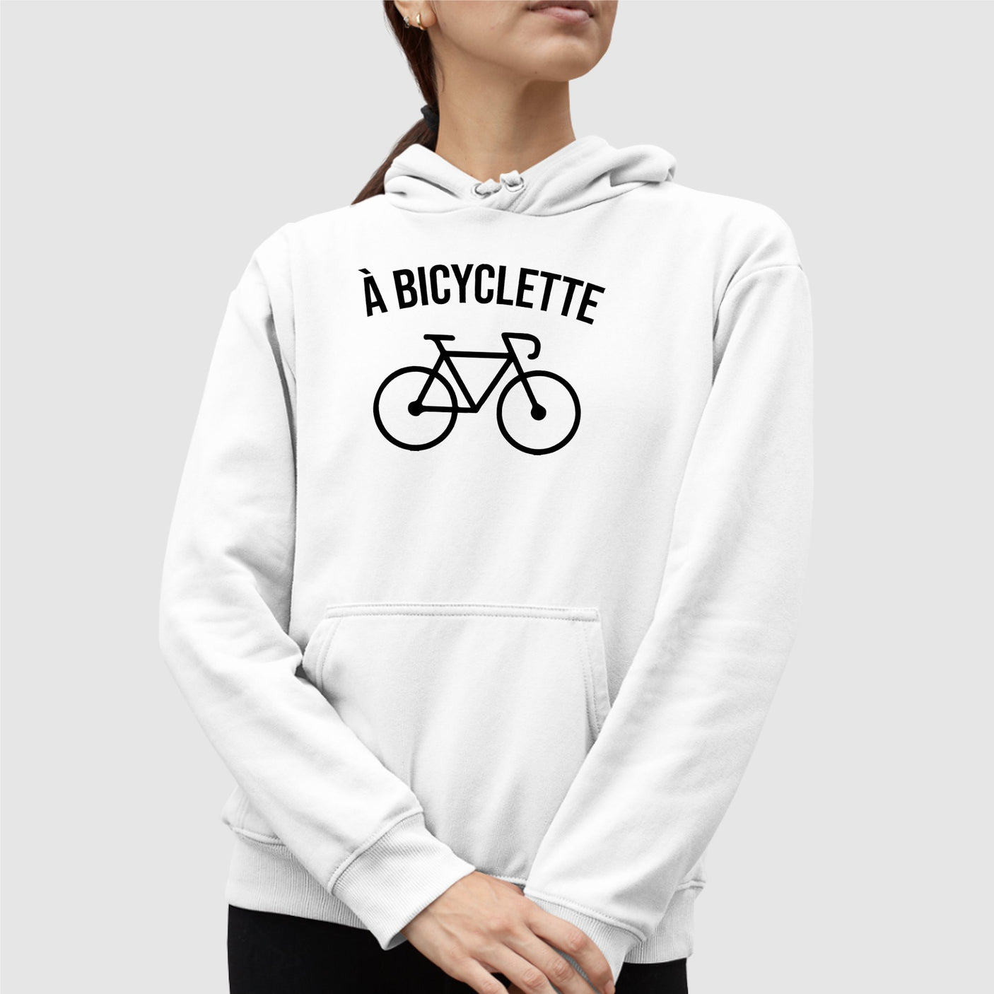 Sweat Capuche Adulte À bicyclette Blanc