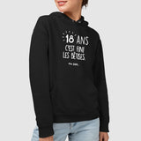 Sweat Capuche Adulte Anniversaire 18 ans Noir