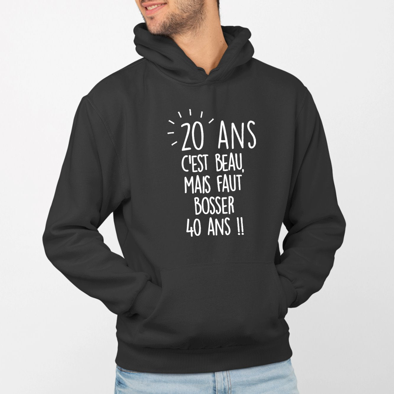 Sweat Capuche Adulte Anniversaire 20 ans Noir