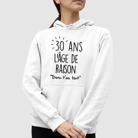 Sweat Capuche Adulte Anniversaire 30 ans Blanc