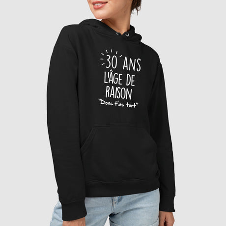 Sweat Capuche Adulte Anniversaire 30 ans Noir