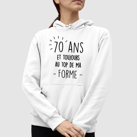 Sweat Capuche Adulte Anniversaire 70 ans Blanc